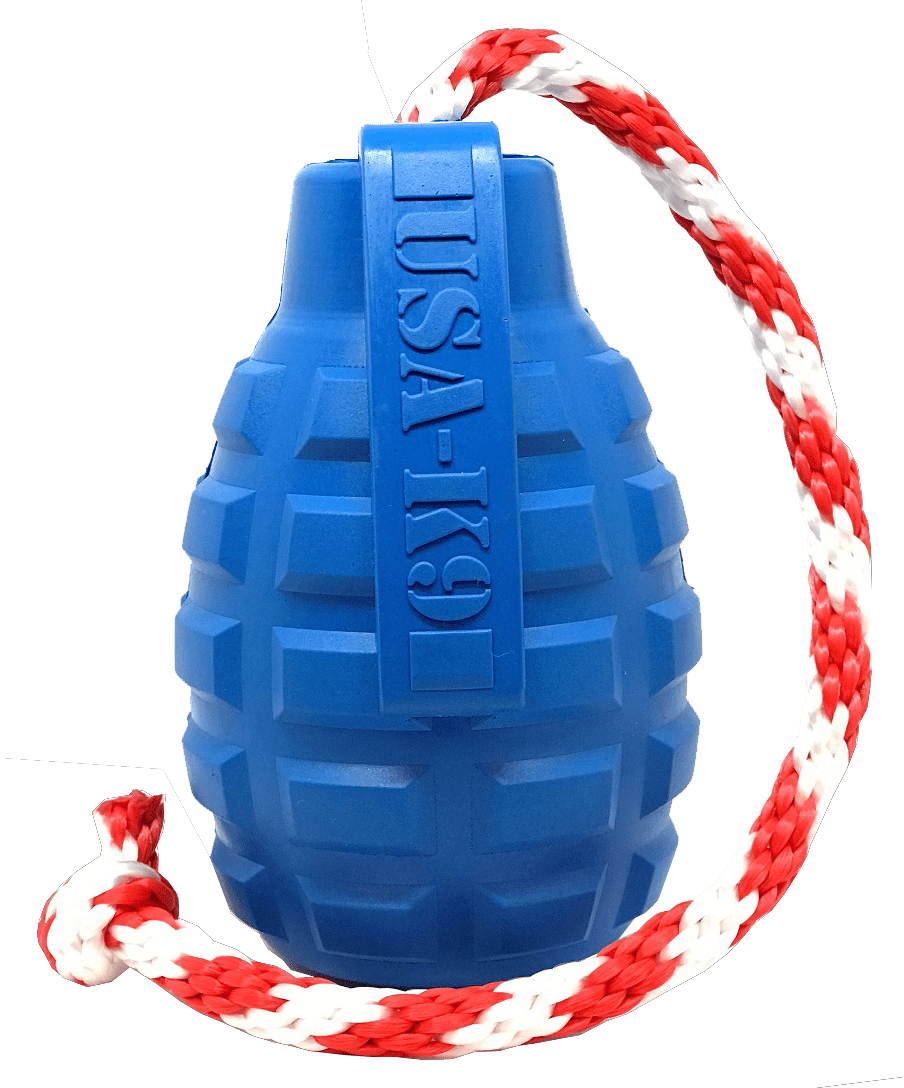 SodaPup K9-Durable Grenade Rubber Chew and Treat Dispenser Toy