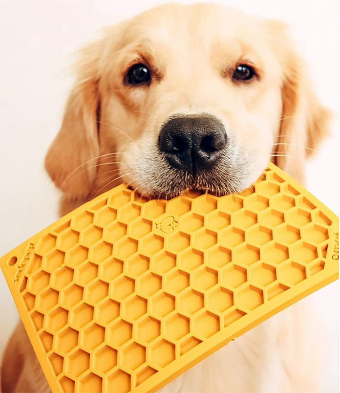 Yellow Sodapup Honeycomb Design E-Lick Mat